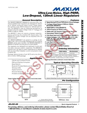 MAX8510EXK16+T datasheet  